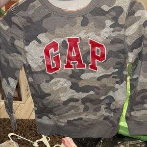 GAP Kids Gray Camo Sweatshirt with Red Logo